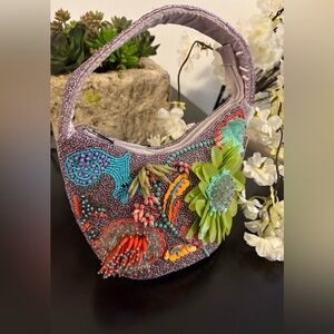 Embellished Floral Beaded Women's Bag